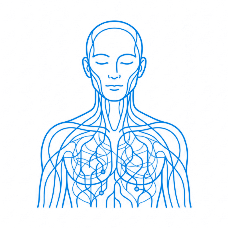 Illustration of surface-level balance hiding deeper physiological imbalance.